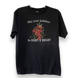 Tennessee River Men's Elmo Holidays Hairy & Bright Graphic T-Shirt Black Medium